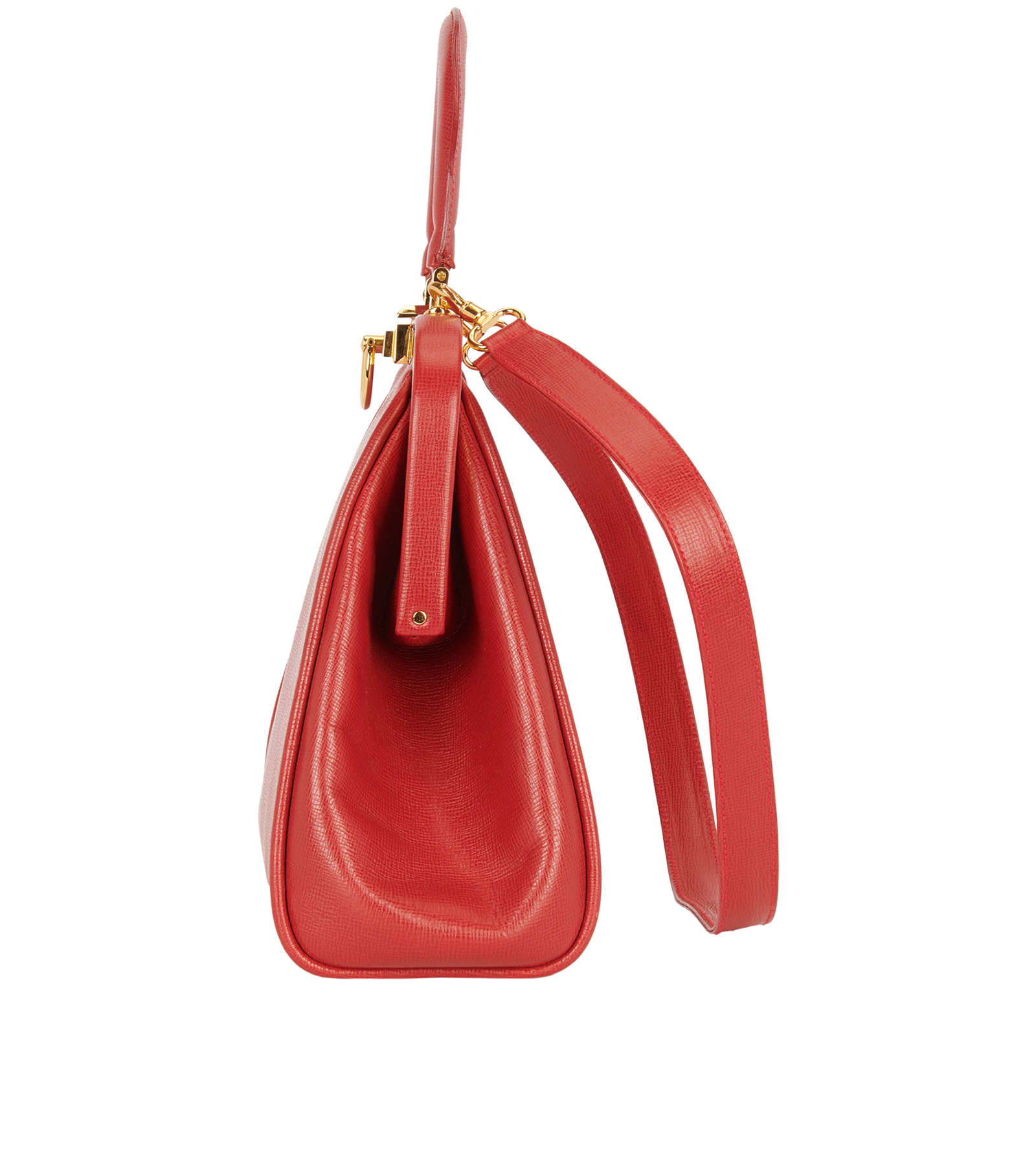 Vintage Kisslock Top Handle Bag, &pound;450, Handbags, Red, Leather, Bottom view